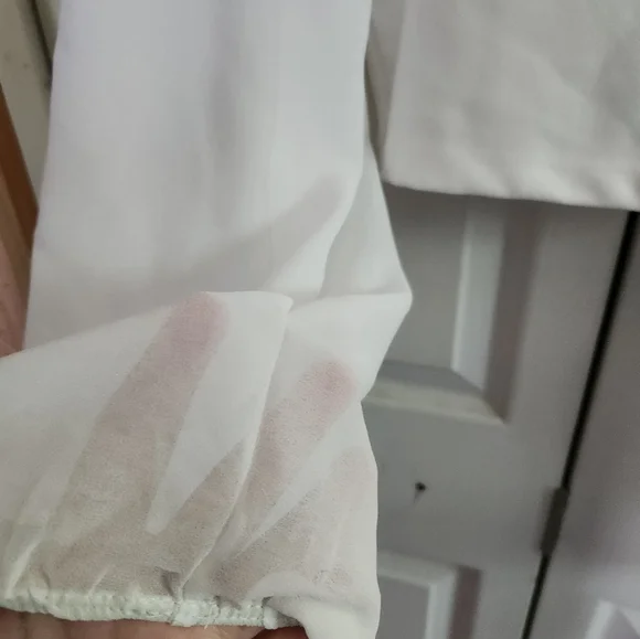 Womens Elegant White Sheer Sleeve Crop Top - Picture 7 of 10